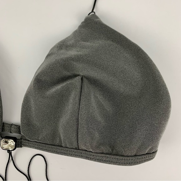 VTG Victoria’s Secret Grey Silver Metallic Triangle Bikini Bralette Chain Small - Picture 4 of 9